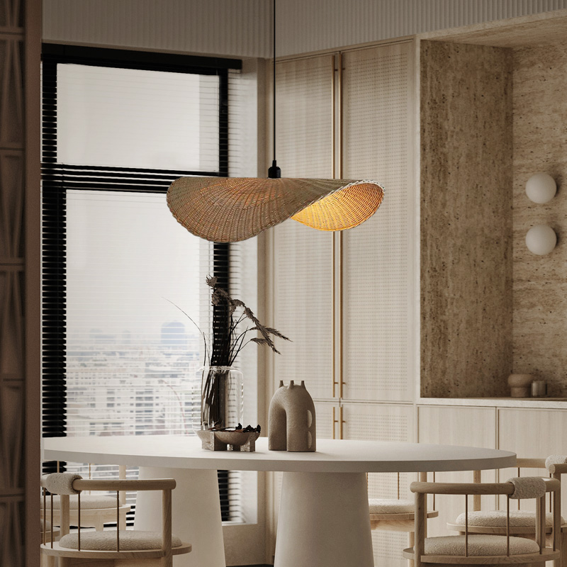 Bamboo pendant light shade creative straw hat pendant light 