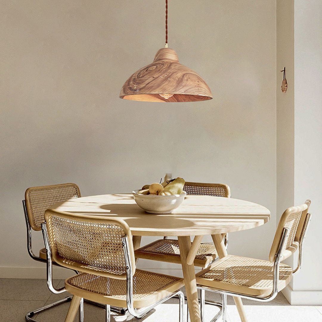 Japanese modern minimalist dining table bar wooden pendant lamp solid wood lamp