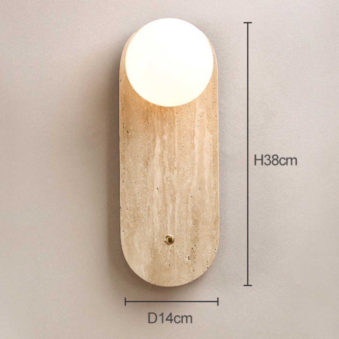 Yellow Cave Stone Wall Lamp Japanese Style Wabi-Sabi Style Bedside Wall Lamp