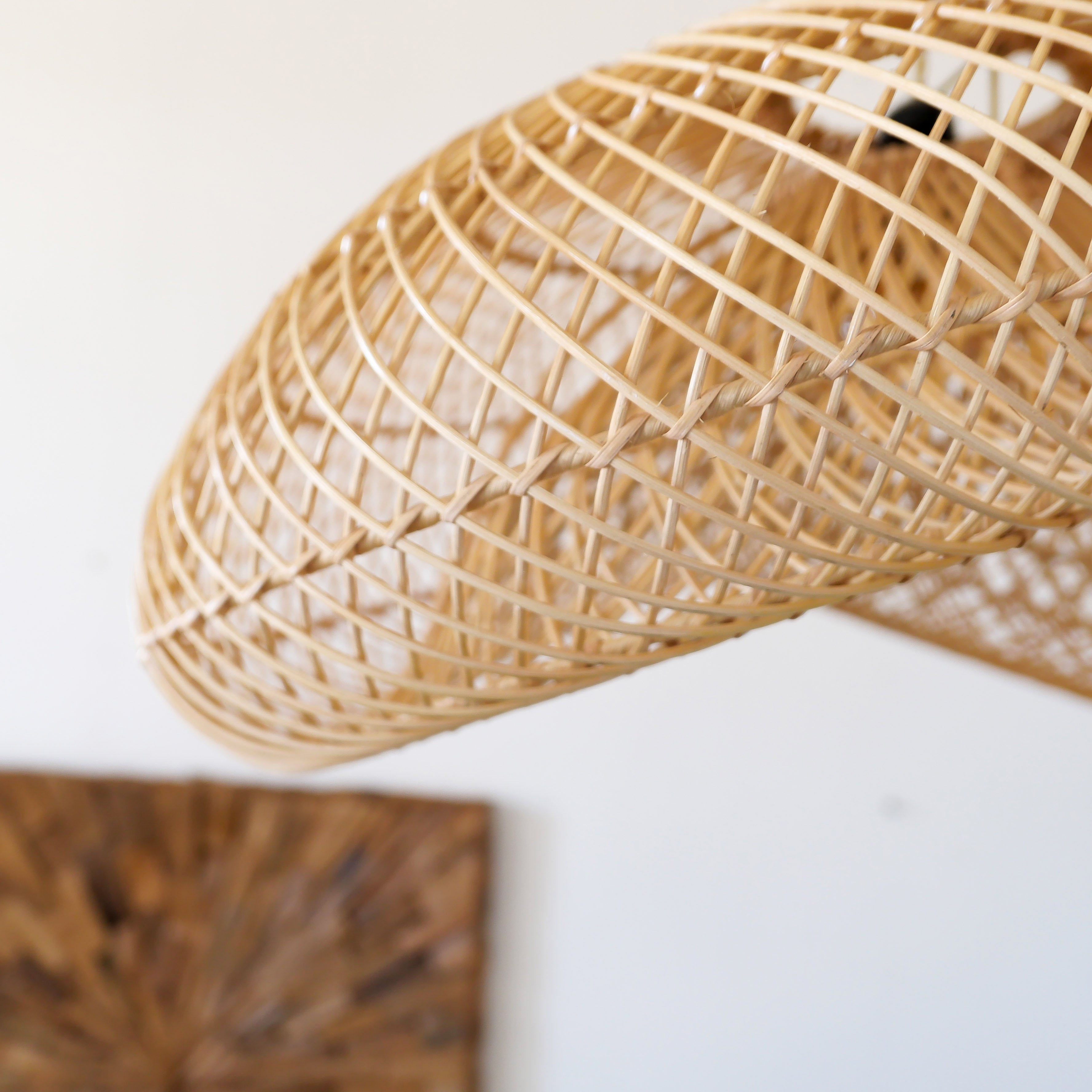 Handmade Bamboo Chandelier Straw Hat Rattan Pendant Light