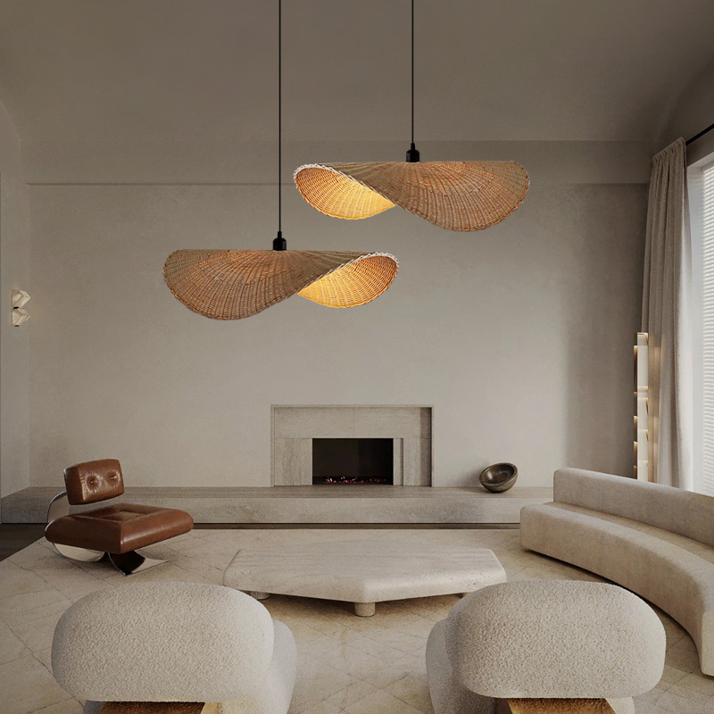 Bamboo pendant light shade creative straw hat pendant light 
