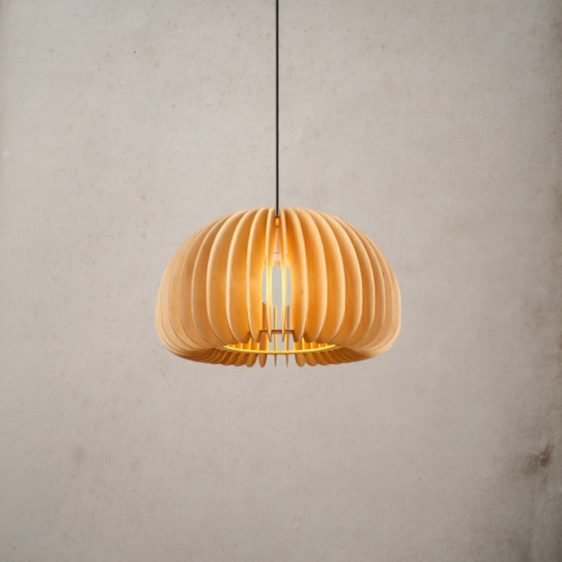 Nordic Wood Pumpkin Ceiling Lamp Simple Modern Pendant Light Fixture