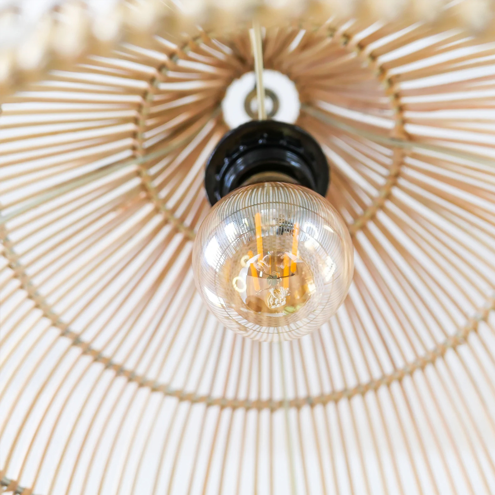 White Thread Rattan Pendant Lamp Shade For Dining room