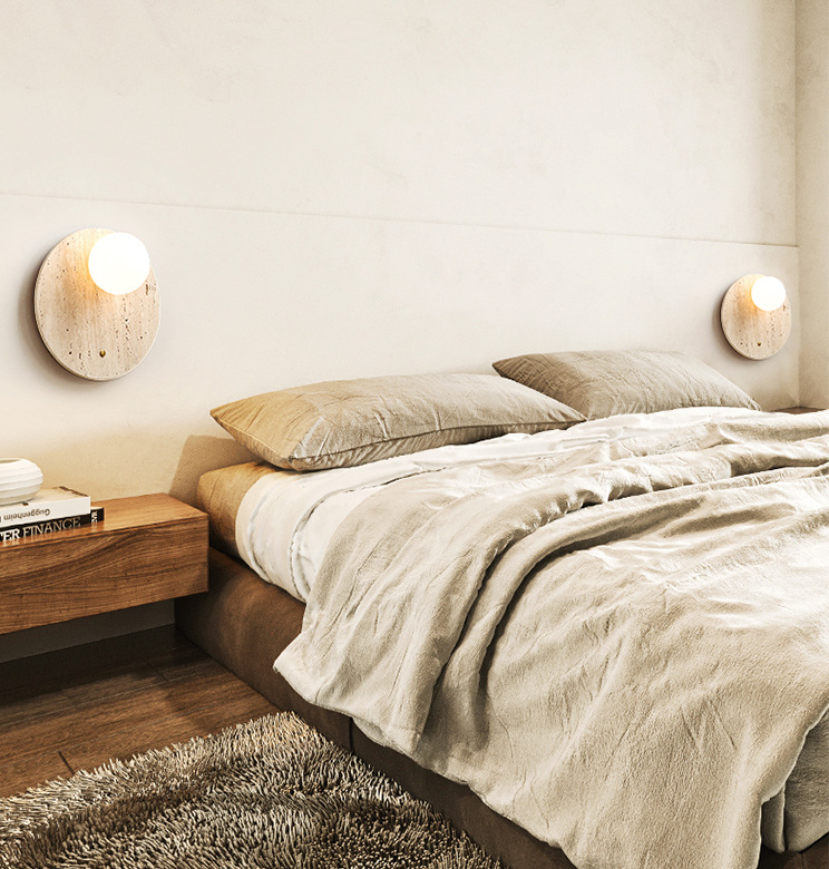 Yellow Cave Stone Wall Lamp Japanese Style Wabi-Sabi Style Bedside Wall Lamp