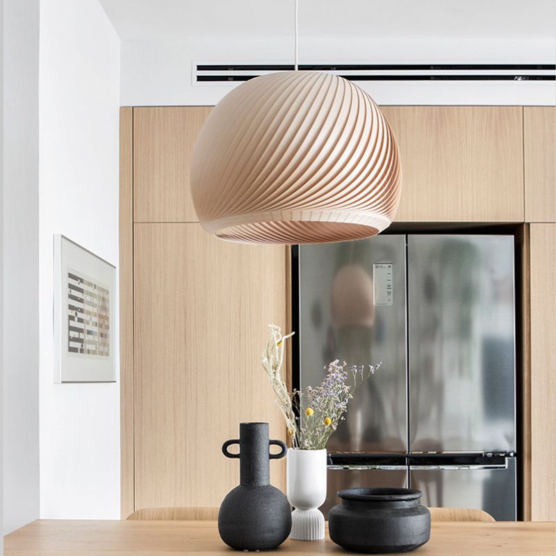 Japanese Style Veneer Chandelier Wood Light 