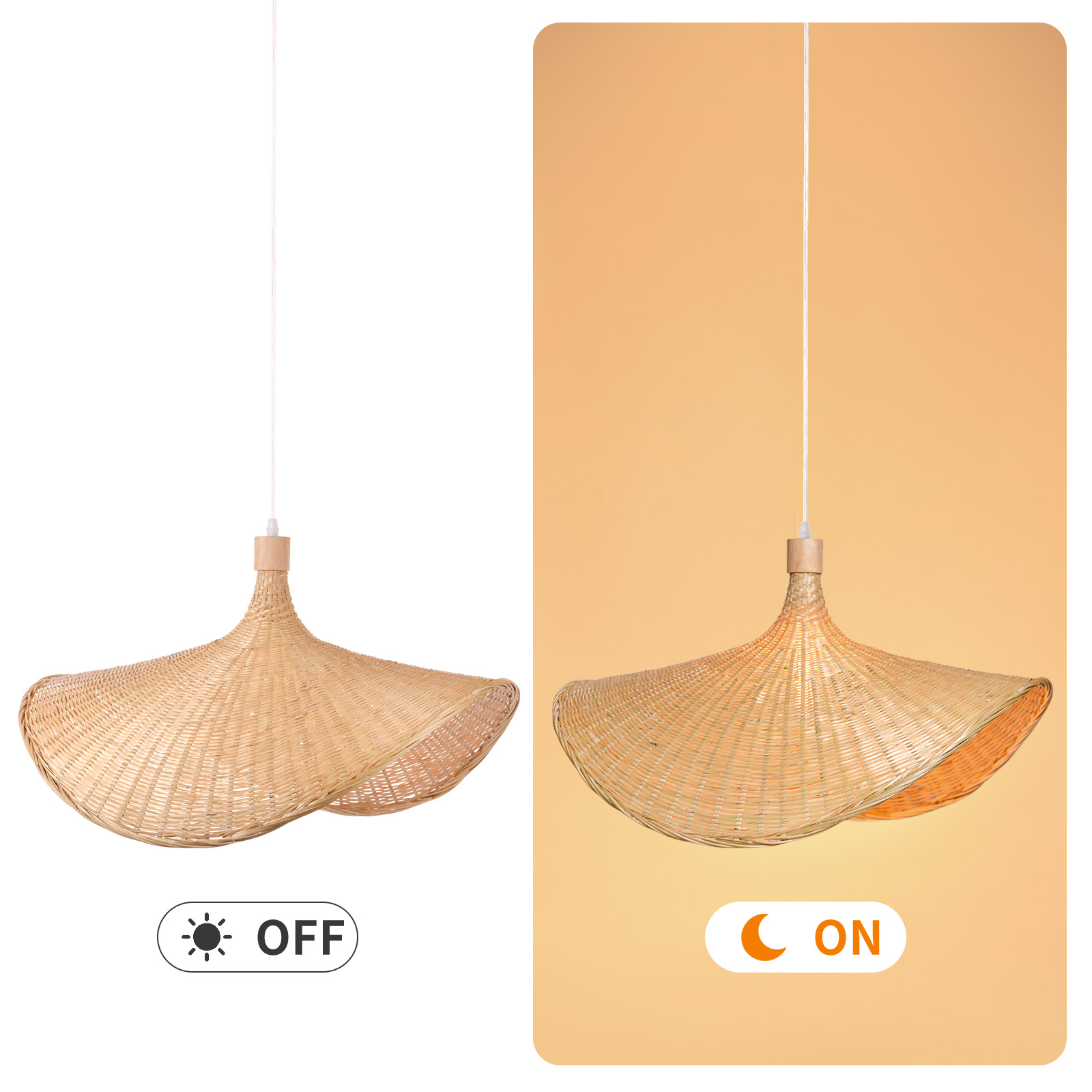 Bamboo pendant light shade creative straw hat pendant light 