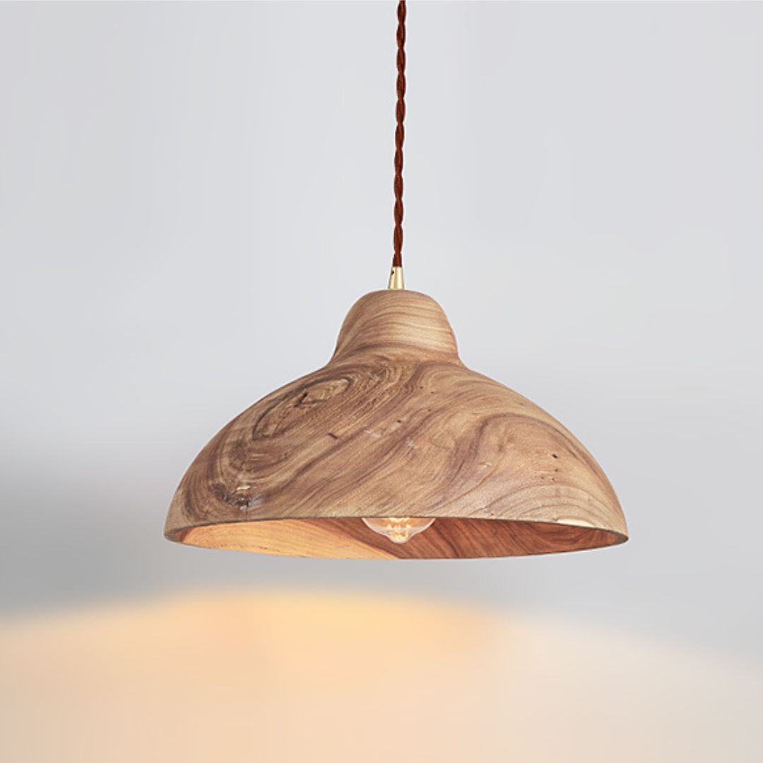 Japanese modern minimalist dining table bar wooden pendant lamp solid wood lamp