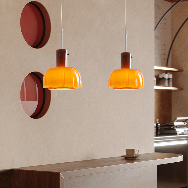 Nordic Retro Bud Glass Pendant Light Bedside Lamp