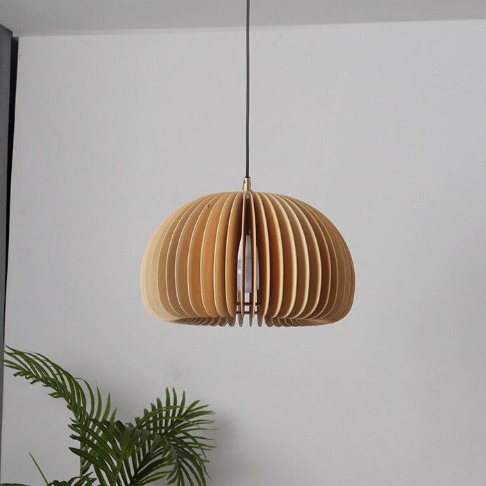 Nordic Wood Pumpkin Ceiling Lamp Simple Modern Pendant Light Fixture