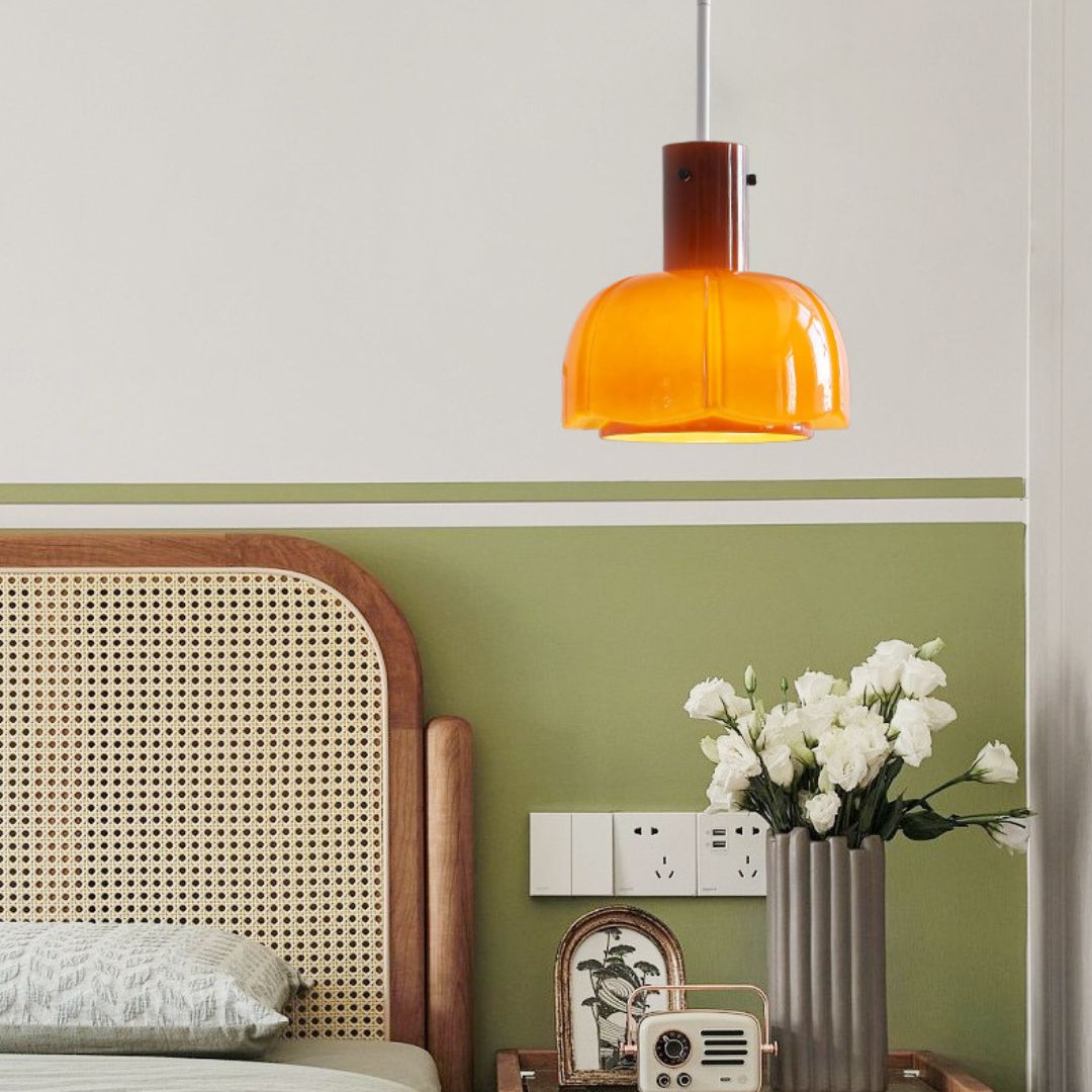 Nordic Retro Bud Glass Pendant Light Bedside Lamp