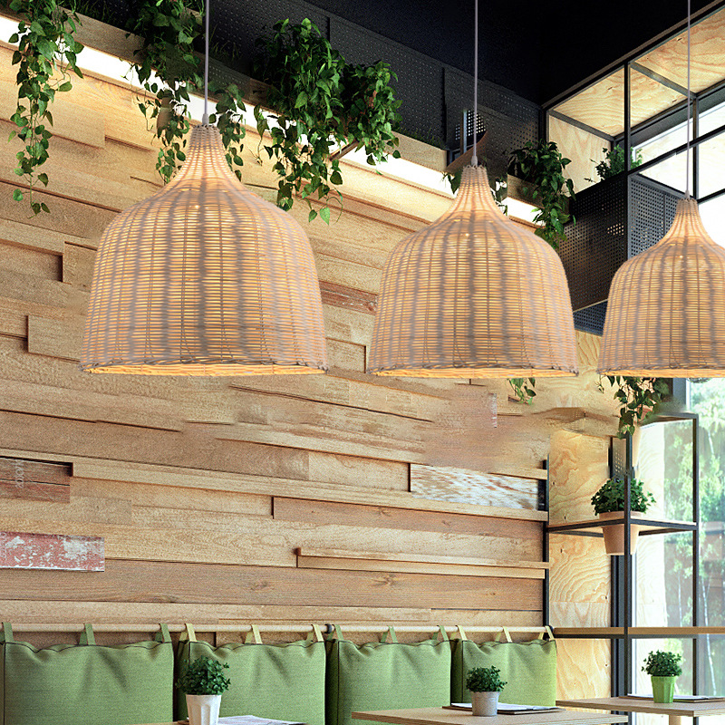 Rattan Wicker Rustic Lampshade Pendant Light