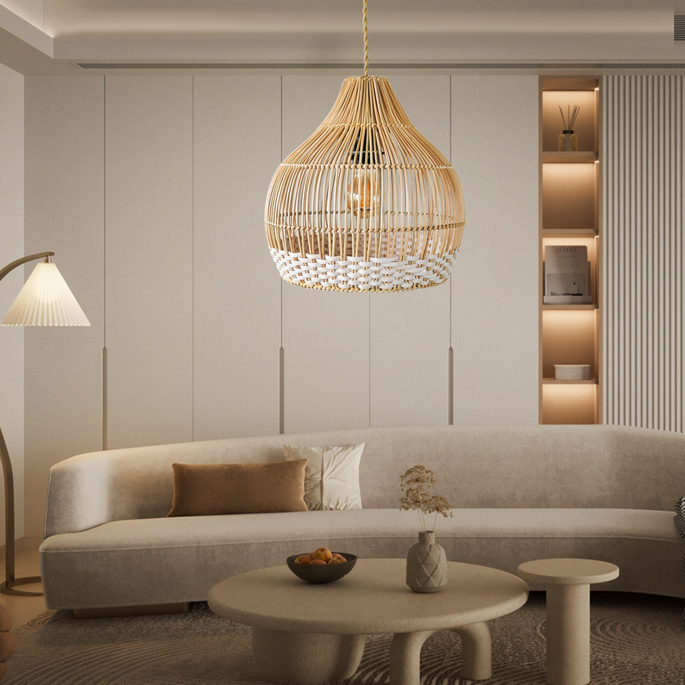 White Thread Rattan Pendant Lamp Shade For Dining room