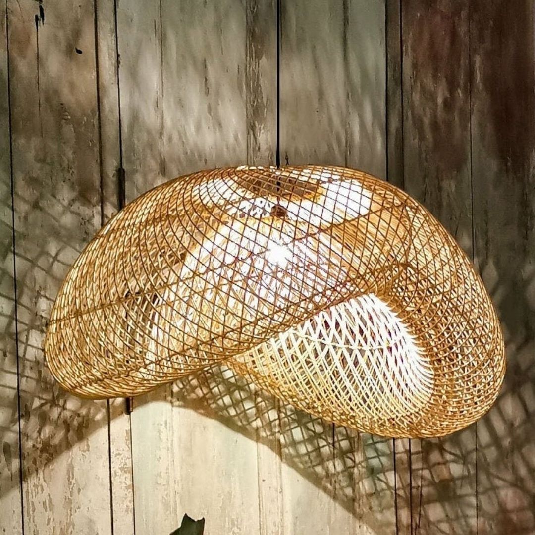 Handmade Bamboo Chandelier Straw Hat Rattan Pendant Light