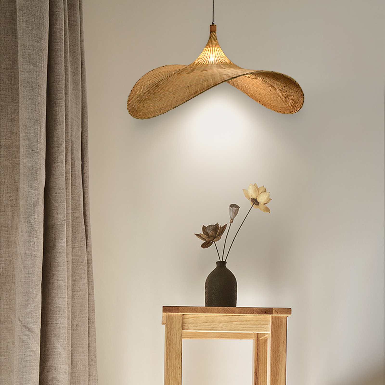Bamboo pendant light shade creative straw hat pendant light 