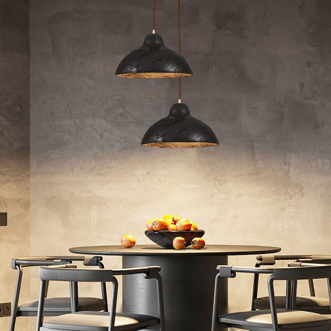 Japanese modern minimalist dining table bar wooden pendant lamp solid wood lamp