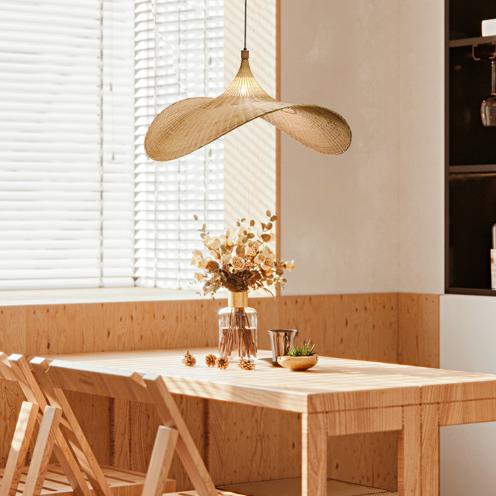Bamboo pendant light shade creative straw hat pendant light 