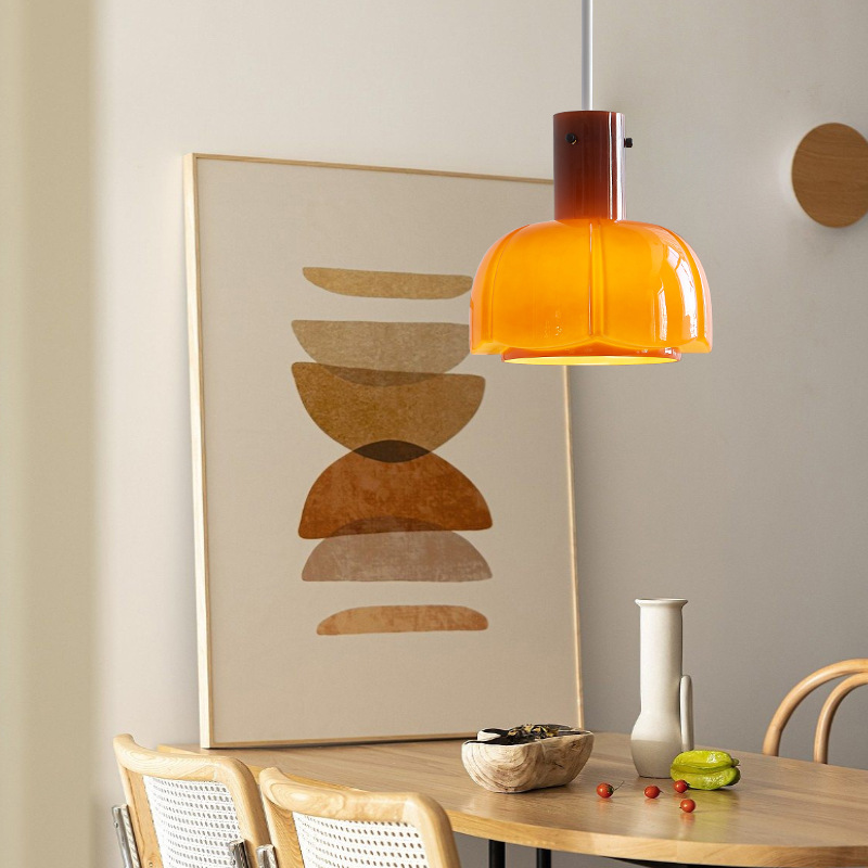 Nordic Retro Bud Glass Pendant Light Bedside Lamp