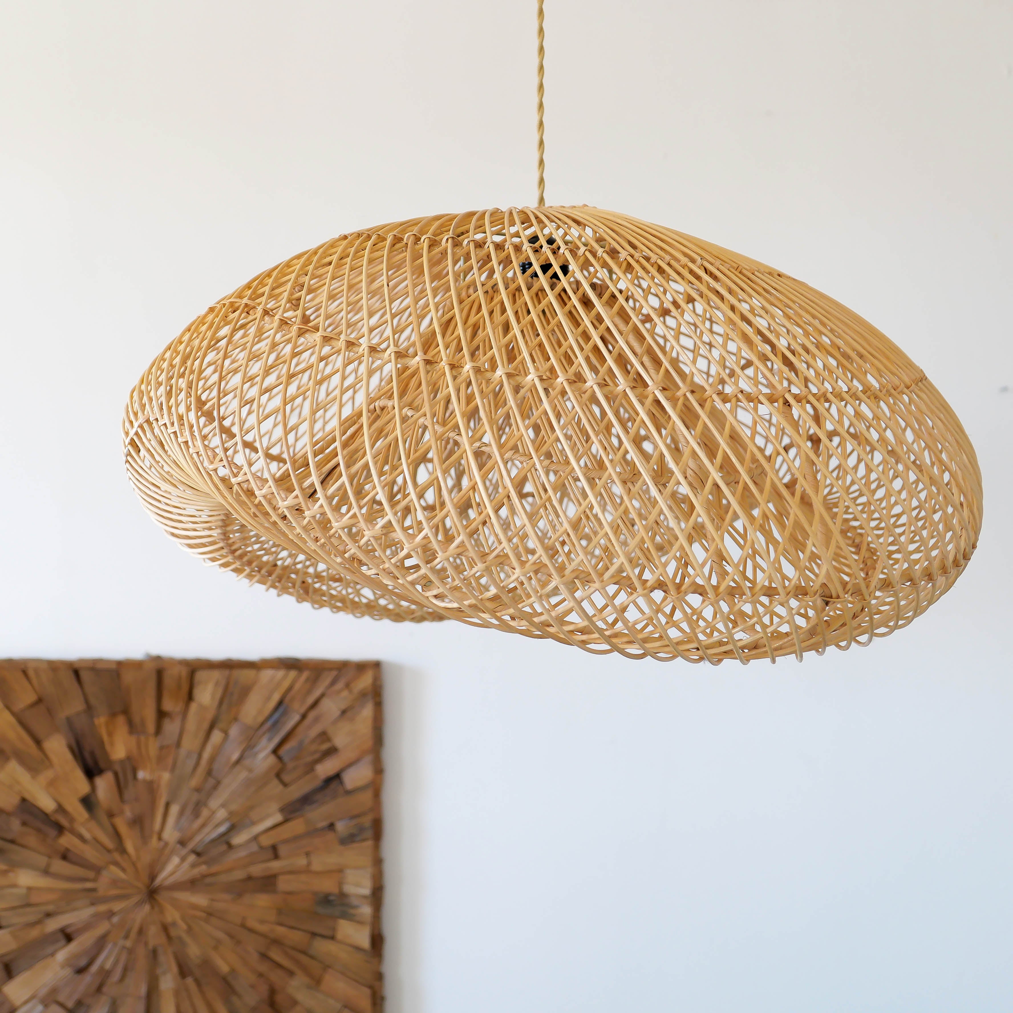 Handmade Bamboo Chandelier Straw Hat Rattan Pendant Light