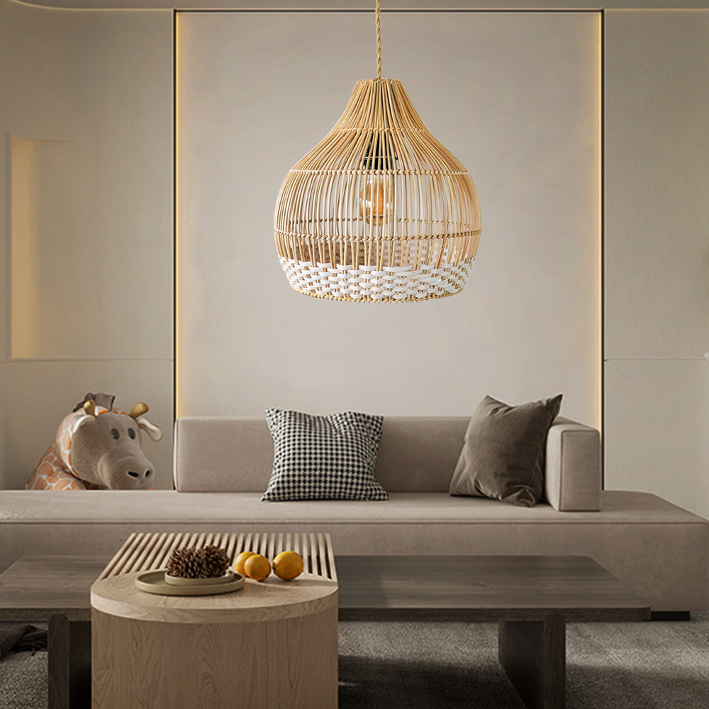 White Thread Rattan Pendant Lamp Shade For Dining room