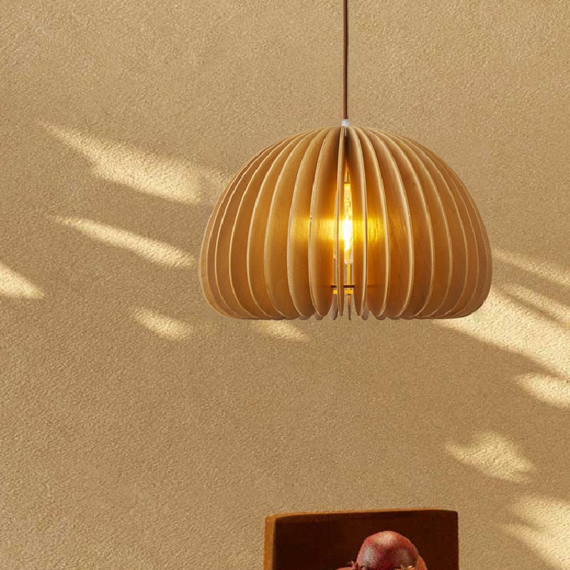 Nordic Wood Pumpkin Ceiling Lamp Simple Modern Pendant Light Fixture
