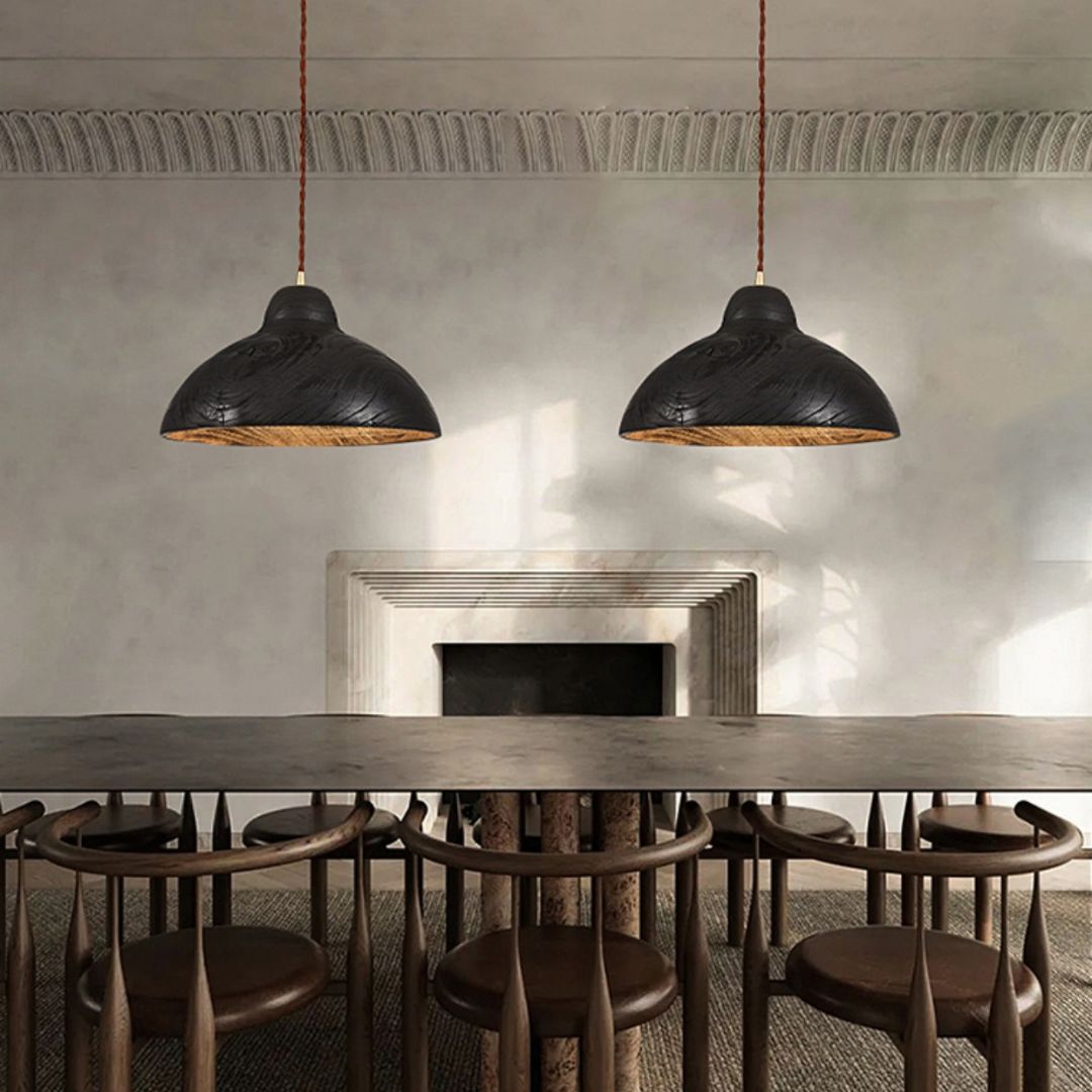 Japanese modern minimalist dining table bar wooden pendant lamp solid wood lamp
