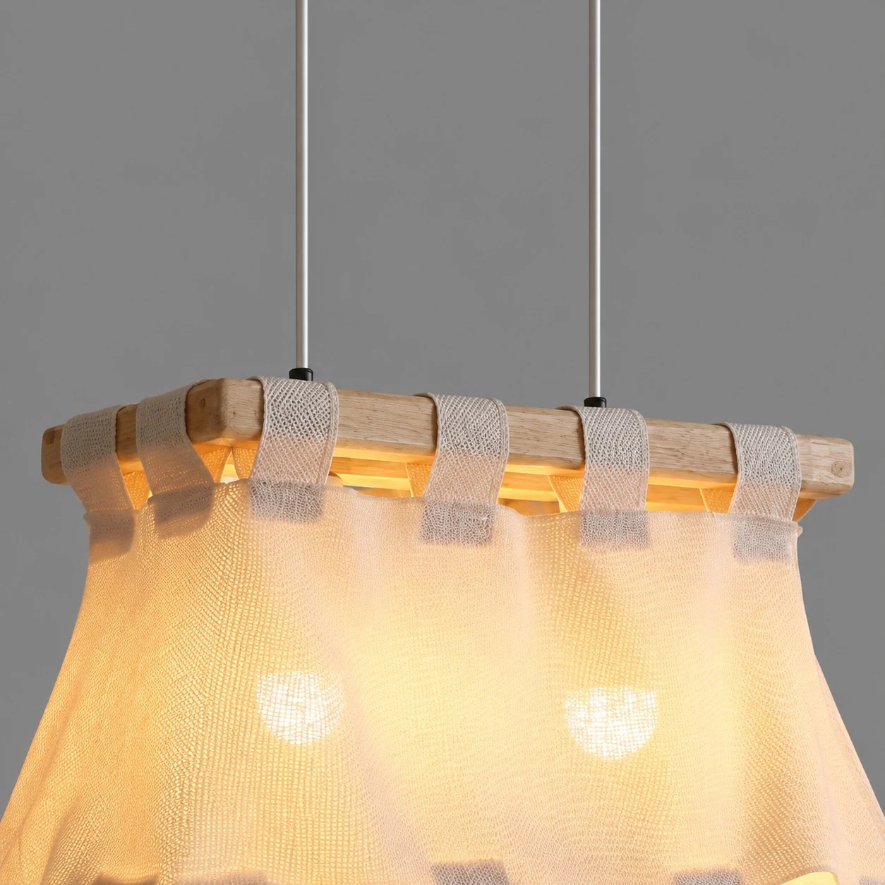 Warm 3000K illuminated fabric pendant shade
