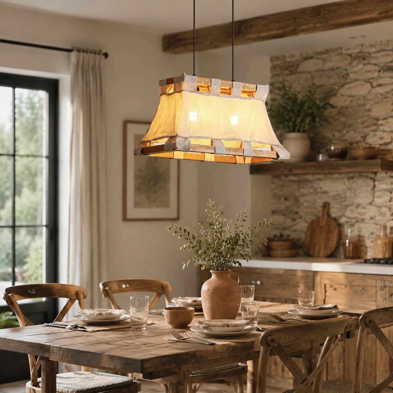 Wabi-sabi pendant lamp in dining room