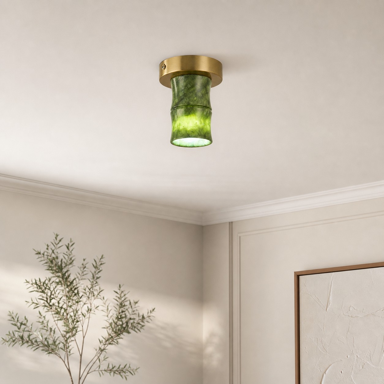 Single Jade Lamps ceiling lamp in a bright interior